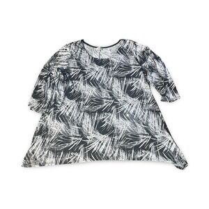 Avenue Black White Abstract Leaf Print 3/4 Sleeve Tunic Plus Size 18 20 casual‎